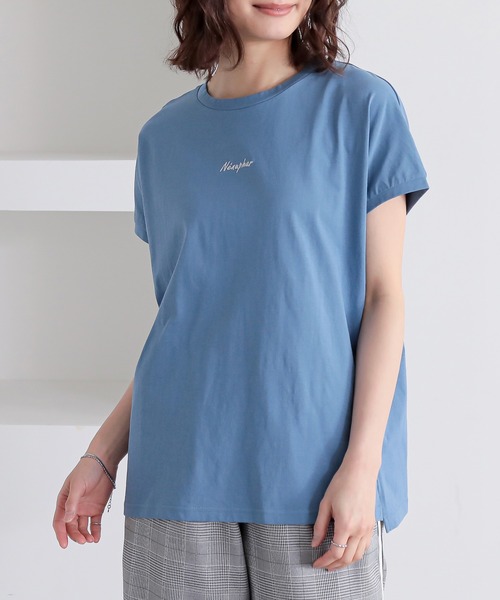 n'OrLABEL(ノアールレーベル)の「【吸湿冷感】フレンチスリーブ刺繍カットソー(Tシャツ/カットソー・レディース・ブラック/オフホワイト/ブルー・1/2)」の19枚目の写真