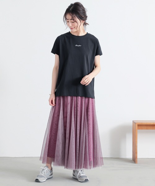 n'OrLABEL(ノアールレーベル)の「【吸湿冷感】フレンチスリーブ刺繍カットソー(Tシャツ/カットソー・レディース・ブラック/オフホワイト/ブルー・1/2)」の16枚目の写真