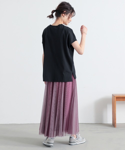 n'OrLABEL(ノアールレーベル)の「【吸湿冷感】フレンチスリーブ刺繍カットソー(Tシャツ/カットソー・レディース・ブラック/オフホワイト/ブルー・1/2)」の17枚目の写真