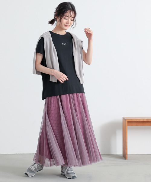 n'OrLABEL(ノアールレーベル)の「【吸湿冷感】フレンチスリーブ刺繍カットソー(Tシャツ/カットソー・レディース・ブラック/オフホワイト/ブルー・1/2)」の18枚目の写真