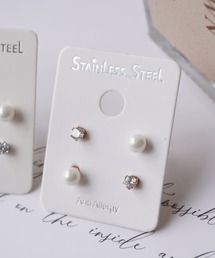 【 ammy. / エイミードット 】 シンプルデザイン セットピアス / ステンレス