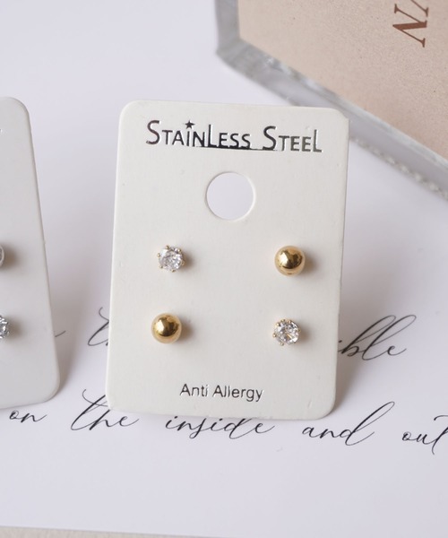 ammy.(エイミードット)の「【 ammy. / エイミードット 】 シンプルデザイン セットピアス / ステンレス(ピアス(両耳用)・レディース・A/C/D/B・FREE)」の1枚目の写真