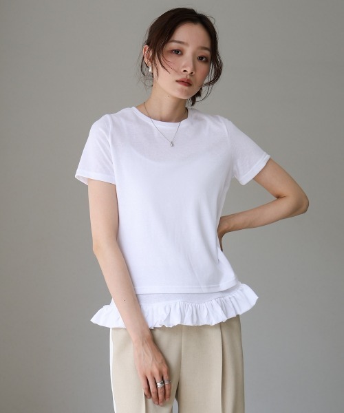 Bab(バブ)の「ペプラムバルーンヘムキャミセットTシャツ(Tシャツ/カットソー・レディース・ライトブルー/オフホワイト/パープル・M)」の3枚目の写真