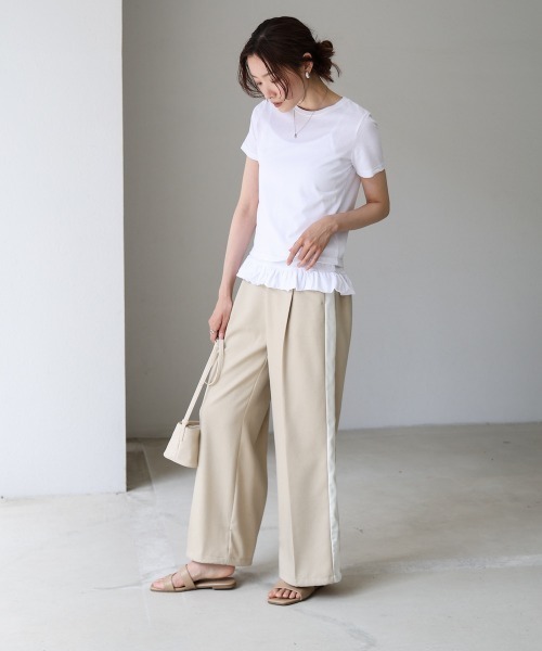 Bab(バブ)の「ペプラムバルーンヘムキャミセットTシャツ(Tシャツ/カットソー・レディース・ライトブルー/オフホワイト/パープル・M)」の9枚目の写真