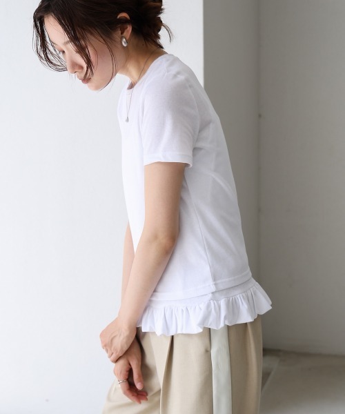 Bab(バブ)の「ペプラムバルーンヘムキャミセットTシャツ(Tシャツ/カットソー・レディース・ライトブルー/オフホワイト/パープル・M)」の10枚目の写真