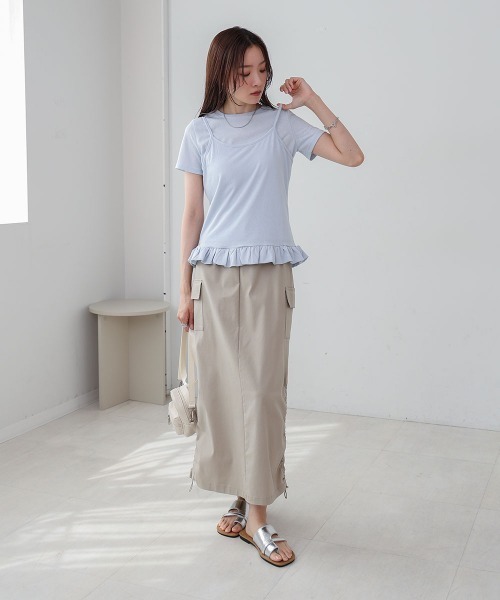 Bab(バブ)の「ペプラムバルーンヘムキャミセットTシャツ(Tシャツ/カットソー・レディース・ライトブルー/オフホワイト/パープル・M)」の16枚目の写真