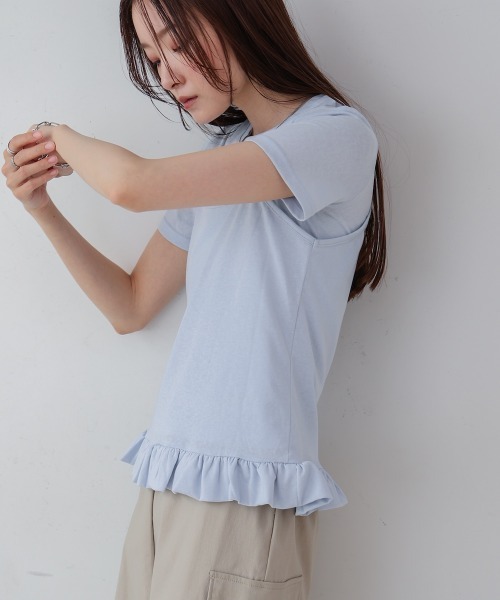 Bab(バブ)の「ペプラムバルーンヘムキャミセットTシャツ(Tシャツ/カットソー・レディース・ライトブルー/オフホワイト/パープル・M)」の18枚目の写真