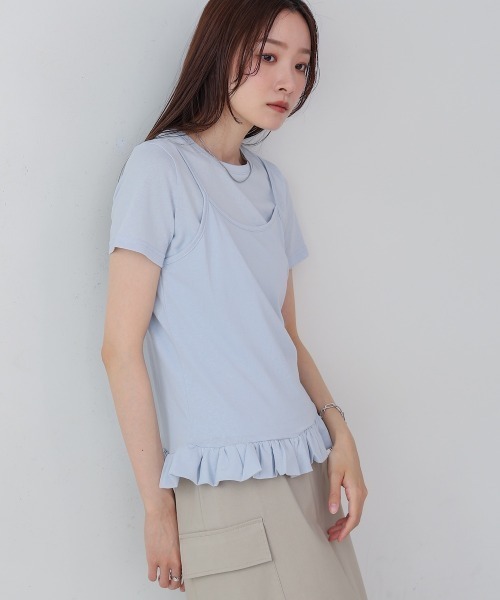 Bab(バブ)の「ペプラムバルーンヘムキャミセットTシャツ(Tシャツ/カットソー・レディース・ライトブルー/オフホワイト/パープル・M)」の19枚目の写真
