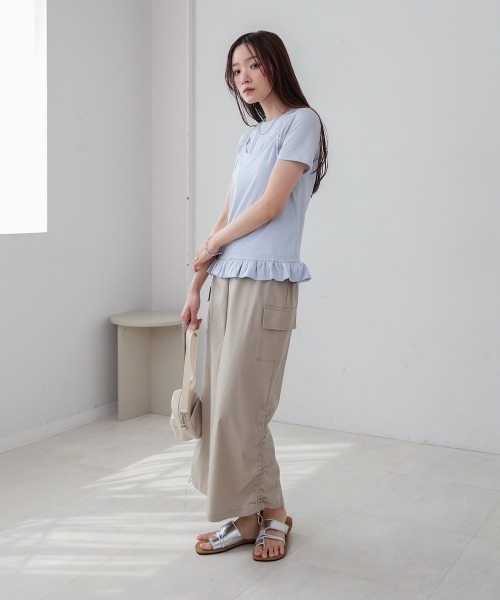 Bab(バブ)の「ペプラムバルーンヘムキャミセットTシャツ(Tシャツ/カットソー・レディース・ライトブルー/オフホワイト/パープル・M)」の21枚目の写真