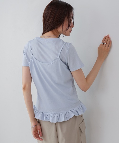 Bab(バブ)の「ペプラムバルーンヘムキャミセットTシャツ(Tシャツ/カットソー・レディース・ライトブルー/オフホワイト/パープル・M)」の22枚目の写真