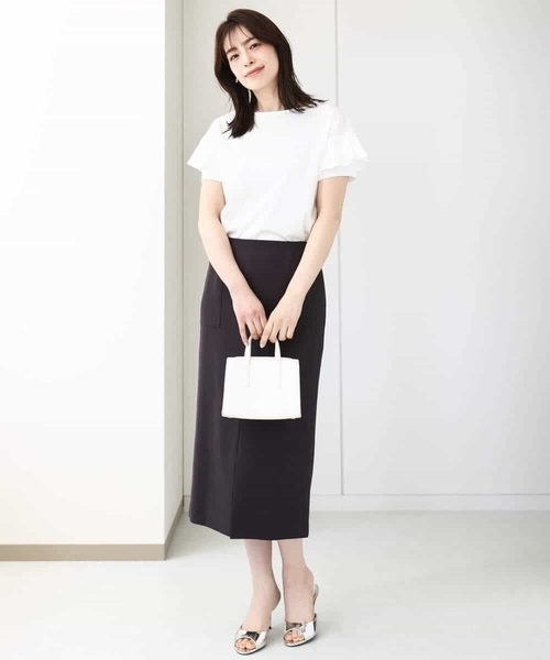 OFUON le MK（オフオンルエムケー）の「リネンライクタイトスカート/洗える（スカート・レディース・ライトベージュ/ブラウン・36/38/40）」の6枚目の写真