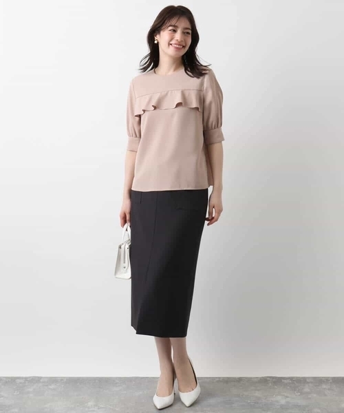 OFUON le MK（オフオンルエムケー）の「リネンライクタイトスカート/洗える（スカート・レディース・ライトベージュ/ブラウン・36/38/40）」の11枚目の写真