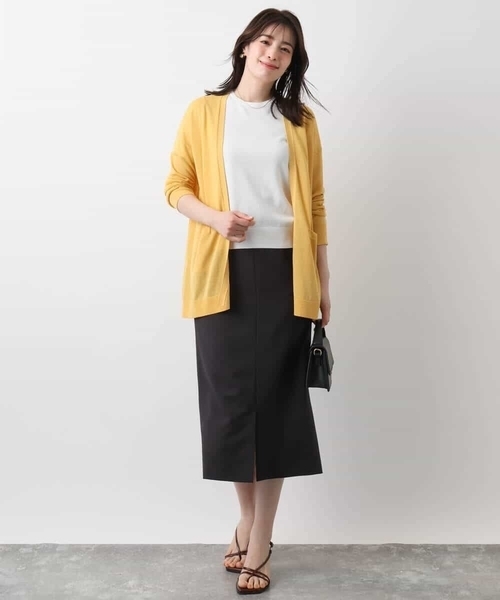 OFUON le MK（オフオンルエムケー）の「リネンライクタイトスカート/洗える（スカート・レディース・ライトベージュ/ブラウン・36/38/40）」の13枚目の写真