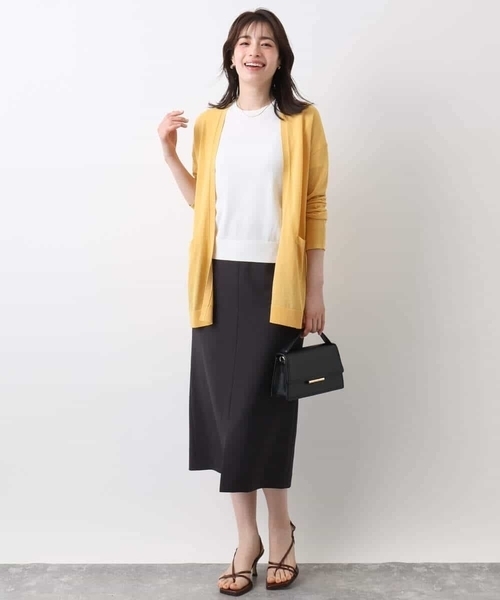 OFUON le MK（オフオンルエムケー）の「リネンライクタイトスカート/洗える（スカート・レディース・ライトベージュ/ブラウン・36/38/40）」の14枚目の写真