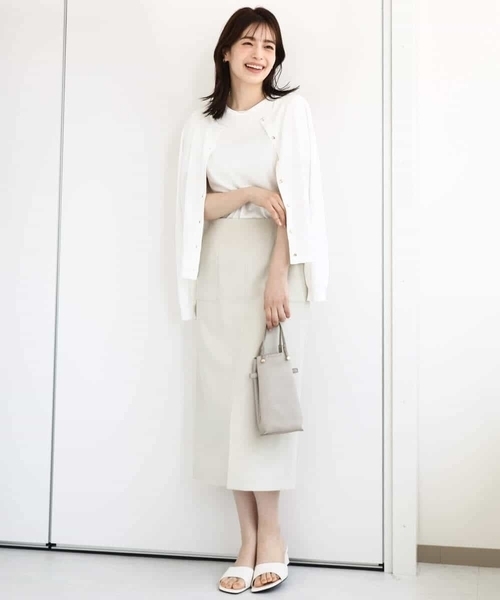 OFUON le MK（オフオンルエムケー）の「リネンライクタイトスカート/洗える（スカート・レディース・ライトベージュ/ブラウン・36/38/40）」の20枚目の写真