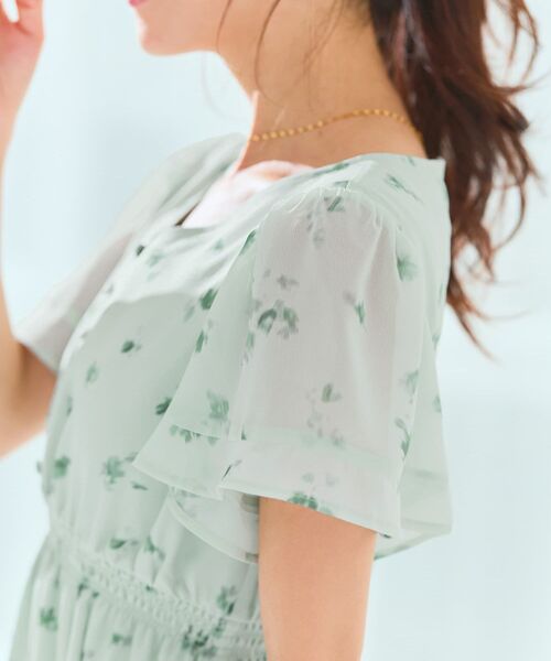 COHINA(コヒナ)の「シャドーフラワーマチフレアワンピース 【低身長・小柄女性】(ワンピース・レディース・ブラック/ピンク/グリーン・REGULAR/SHORT)」の8枚目の写真