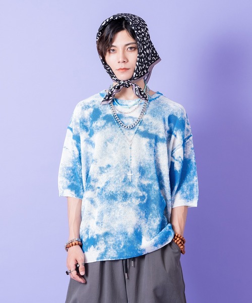 a.p.o.v.(エーピーオービー)の「a.p.o.v. ダートスプレープリントオーバーサイズニットTシャツ(Tシャツ/カットソー・メンズ・ブラック/ピンク/グリーン/ブルー・ONESIZE)」の3枚目の写真