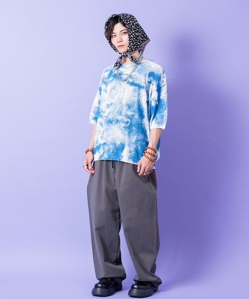 a.p.o.v.(エーピーオービー)の「a.p.o.v. ダートスプレープリントオーバーサイズニットTシャツ(Tシャツ/カットソー・メンズ・ブラック/ピンク/グリーン/ブルー・ONESIZE)」の8枚目の写真