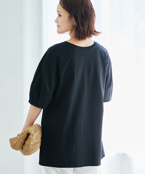 le.coeur blanc（ルクールブラン）の「《手洗い可能》フロントツイストTシャツ（Tシャツ/カットソー・レディース・オフホワイト/ライトグリーン/ブラック・38）」の4枚目の写真