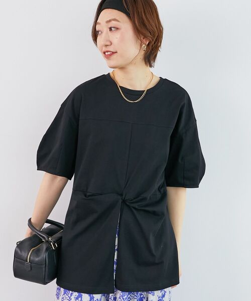 le.coeur blanc（ルクールブラン）の「《手洗い可能》フロントツイストTシャツ（Tシャツ/カットソー・レディース・オフホワイト/ライトグリーン/ブラック・38）」の10枚目の写真