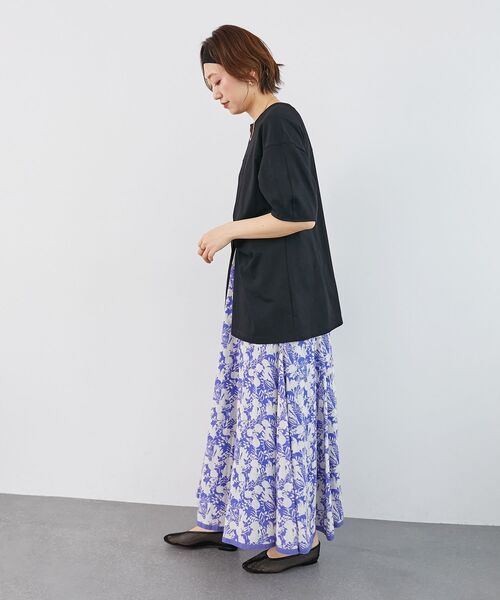 le.coeur blanc（ルクールブラン）の「《手洗い可能》フロントツイストTシャツ（Tシャツ/カットソー・レディース・オフホワイト/ライトグリーン/ブラック・38）」の15枚目の写真