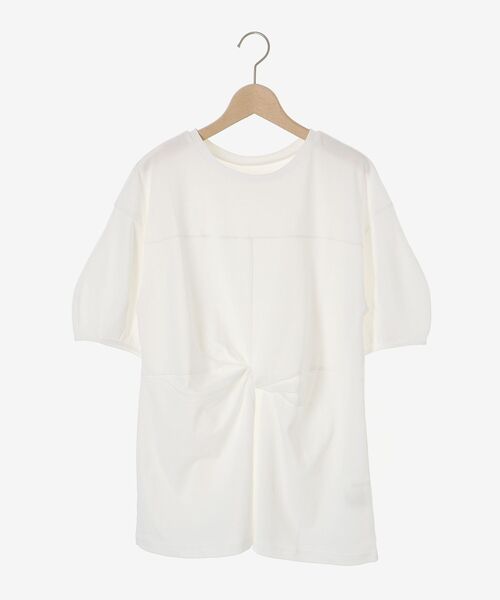 le.coeur blanc（ルクールブラン）の「《手洗い可能》フロントツイストTシャツ（Tシャツ/カットソー・レディース・オフホワイト/ライトグリーン/ブラック・38）」の19枚目の写真