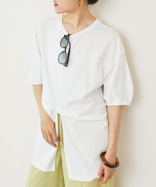 le.coeur blanc（ルクールブラン）の「《手洗い可能》フロントツイストTシャツ（Tシャツ/カットソー・レディース・オフホワイト/ライトグリーン/ブラック・38）」の22枚目の写真