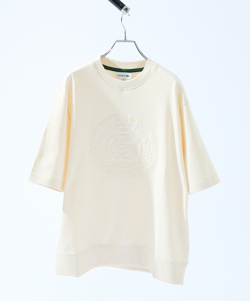 LACOSTE(ラコステ)の「【LACOSTE / ラコステ】トーン・オン・トーンステッチ半袖スウェット / 半袖Tシャツ(Tシャツ/カットソー・メンズ・オフホワイト/ブラック/サックスブルー・M/L)」の4枚目の写真