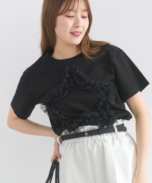 PICCIN PERLA（ピッチンペルラ）の「スターチュールカットソー（Tシャツ/カットソー・レディース・ブラック/オフホワイト・M）」の5枚目の写真