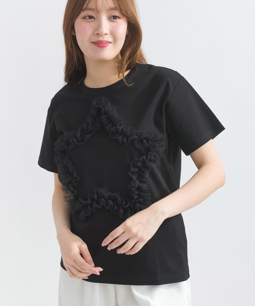 PICCIN PERLA（ピッチンペルラ）の「スターチュールカットソー（Tシャツ/カットソー・レディース・ブラック/オフホワイト・M）」の4枚目の写真