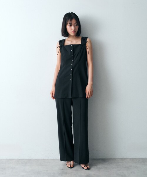 CODE A（コードエー）の「◆french twill long vest（ベスト・レディース・ライトグレー系9/ブラック・00）」の6枚目の写真