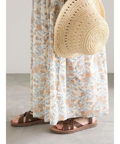 Samansa Mos2 blue（サマンサモスモスブルー）の「【Made in India】花柄ワンピース（ワンピース・レディース・チャコールグレー/ブルー/キナリ・F）」の13枚目の写真