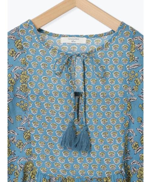 サマンサモスモスブルー　花柄　ワンピース　インド セール】 【Made in India】花柄ワンピース（チャコールグレー
