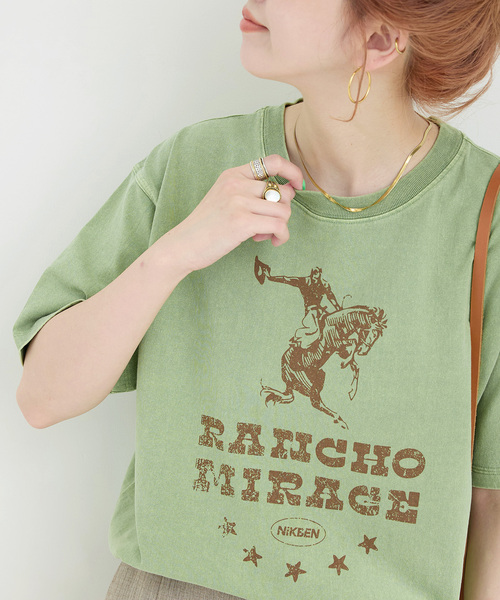 Nikben（ニックベン）の「NIKBEN / ニックベン 別注 カウボーイTEE（Tシャツ/カットソー・レディース・ベージュ/グリーン/ブルー・FREE）」の2枚目の写真