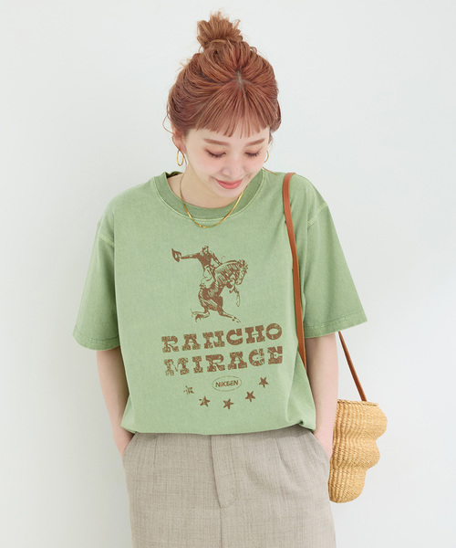 Nikben（ニックベン）の「NIKBEN / ニックベン 別注 カウボーイTEE（Tシャツ/カットソー・レディース・ベージュ/グリーン/ブルー・FREE）」の13枚目の写真