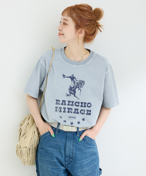 Nikben（ニックベン）の「NIKBEN / ニックベン 別注 カウボーイTEE（Tシャツ/カットソー・レディース・ベージュ/グリーン/ブルー・FREE）」の20枚目の写真