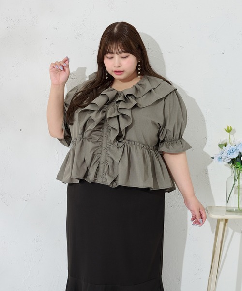 Louiosy(ルオシー)の「【Louiosy】【大きいサイズ】ラッフル襟ブラウス(シャツ/ブラウス・レディース・オフホワイト/グレイッシュベージュ・3L/X-LARGE/4L)」の15枚目の写真