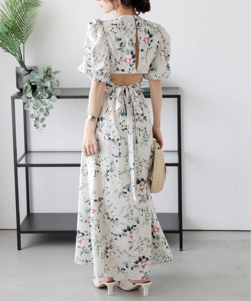 AMELY（エミリー）の「フラワープリント カシュクールワンピース（ワンピース・レディース・ブラック/オフホワイト・フリー）」の8枚目の写真