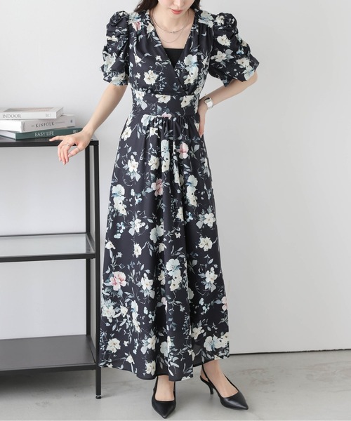 AMELY（エミリー）の「フラワープリント カシュクールワンピース（ワンピース・レディース・ブラック/オフホワイト・フリー）」の13枚目の写真