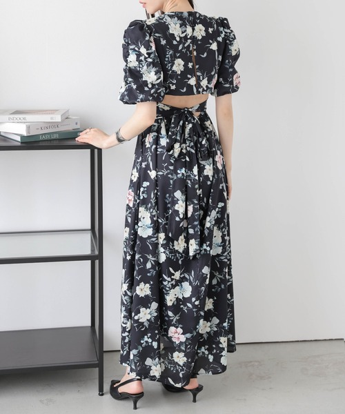AMELY（エミリー）の「フラワープリント カシュクールワンピース（ワンピース・レディース・ブラック/オフホワイト・フリー）」の18枚目の写真