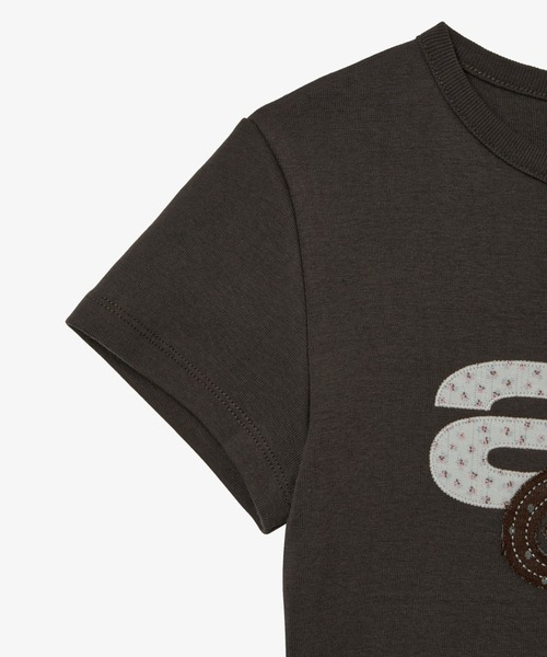aeae（エーイーエーイー）の「APPLIQUE LOGO TEE（Tシャツ/カットソー・レディース・ホワイト/グレー/ホワイト系その他/ダークブラウン・FREE）」の16枚目の写真