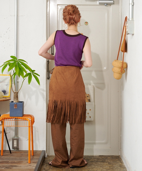 B.C STOCK（ベーセーストック）の「【ZOZO限定】手洗い可 / フリンジスカート（スカート・レディース・ベージュ/ブラウン・FREE）」の6枚目の写真