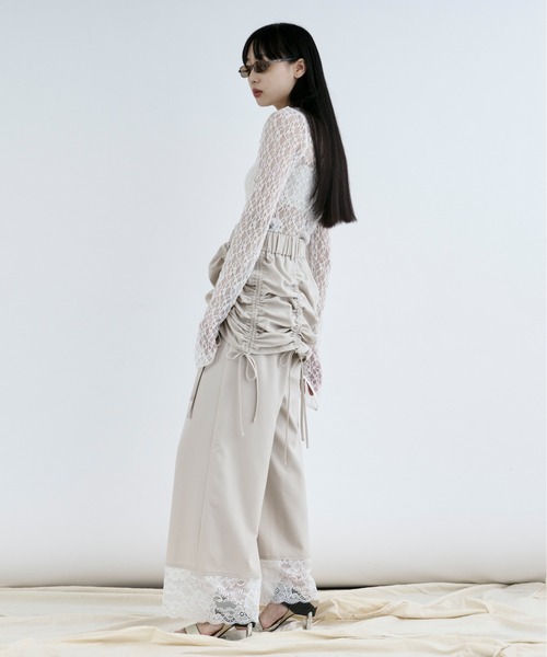 セール】drawstring skirt set レースドッキングパンツ