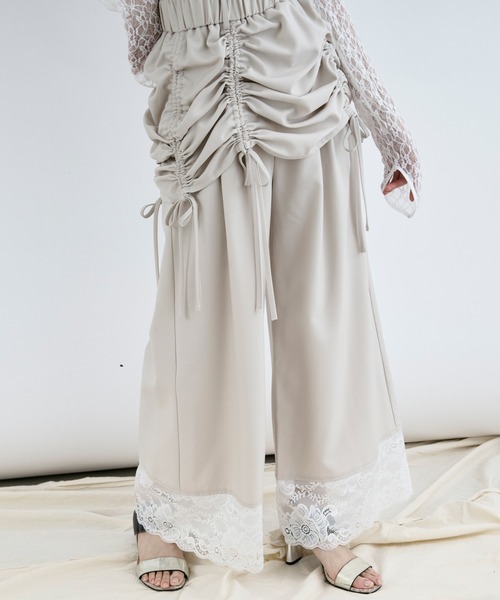 パンツ ella selectshop silky twill skirt pants silky twill skirt pants (milk) | e L L a