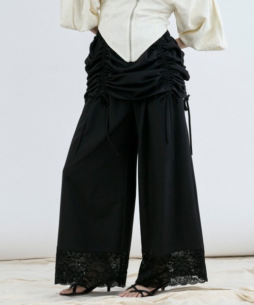 セール】drawstring skirt set レースドッキングパンツ