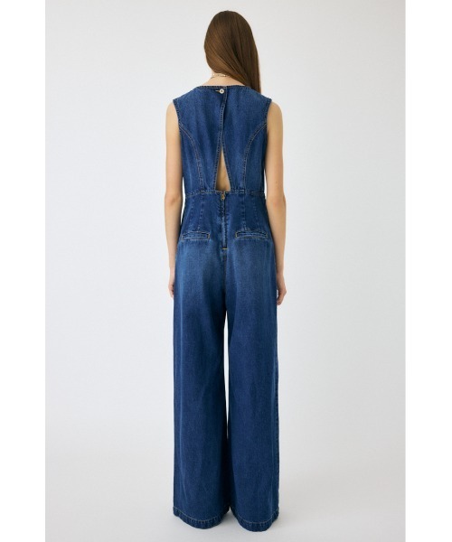 moussy ダークブルー デニムオールインワン BACK SLIT DENIM オールインワン（つなぎ/オールインワン