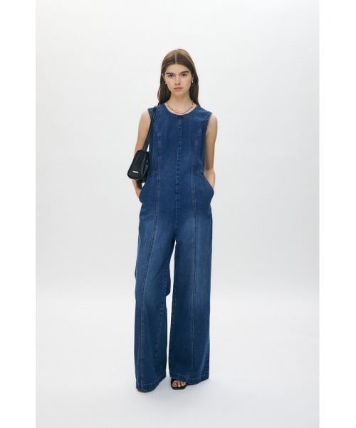 MOUSSY  オールインワン つなぎ BACK SLIT DENIM オールインワン（つなぎ/オールインワン