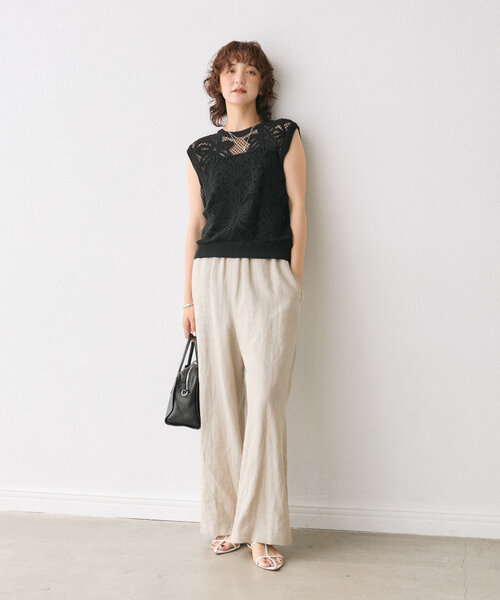 RIVE DROITE（リヴドロワ）の「【着映え◎】コード刺繍プルオーバー（ニット/セーター・レディース・ブラック/ベージュ・FREE）」の4枚目の写真