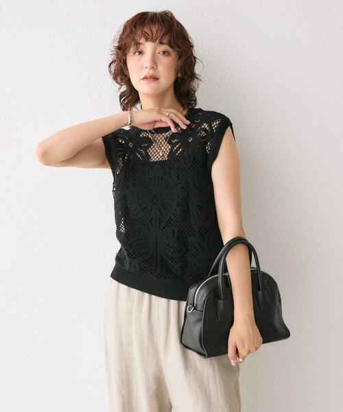 RIVE DROITE（リヴドロワ）の「【着映え◎】コード刺繍プルオーバー（ニット/セーター・レディース・ブラック/ベージュ・FREE）」の7枚目の写真