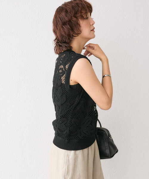 RIVE DROITE（リヴドロワ）の「【着映え◎】コード刺繍プルオーバー（ニット/セーター・レディース・ブラック/ベージュ・FREE）」の8枚目の写真